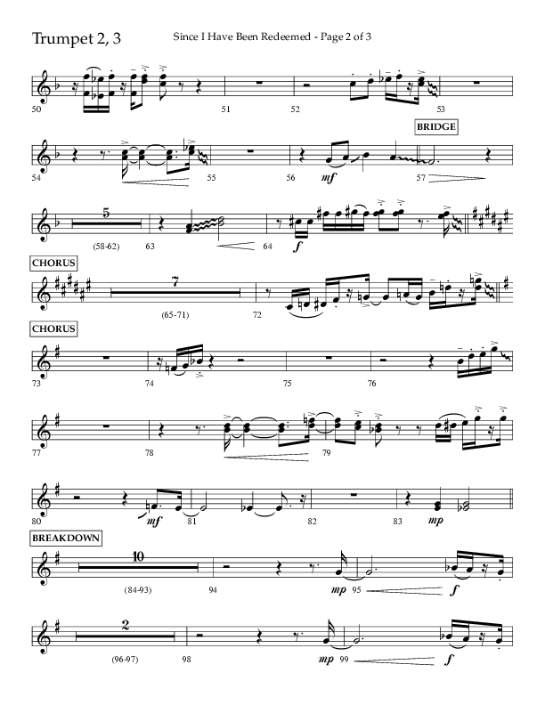 Since I Have Been Redeemed (Choral Anthem SATB) Trumpet 2/3 (Lifeway Choral / Orch. Bradley Knight)