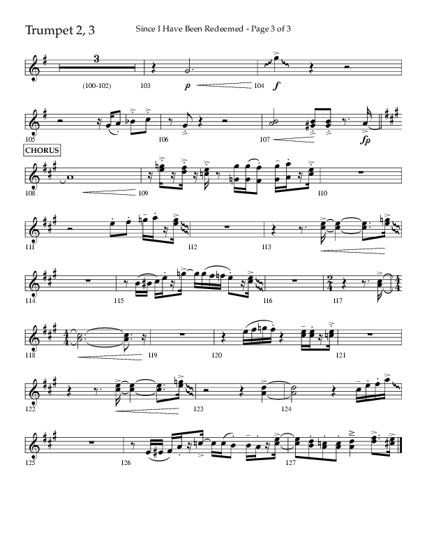 Since I Have Been Redeemed (Choral Anthem SATB) Trumpet 2/3 (Lifeway Choral / Orch. Bradley Knight)