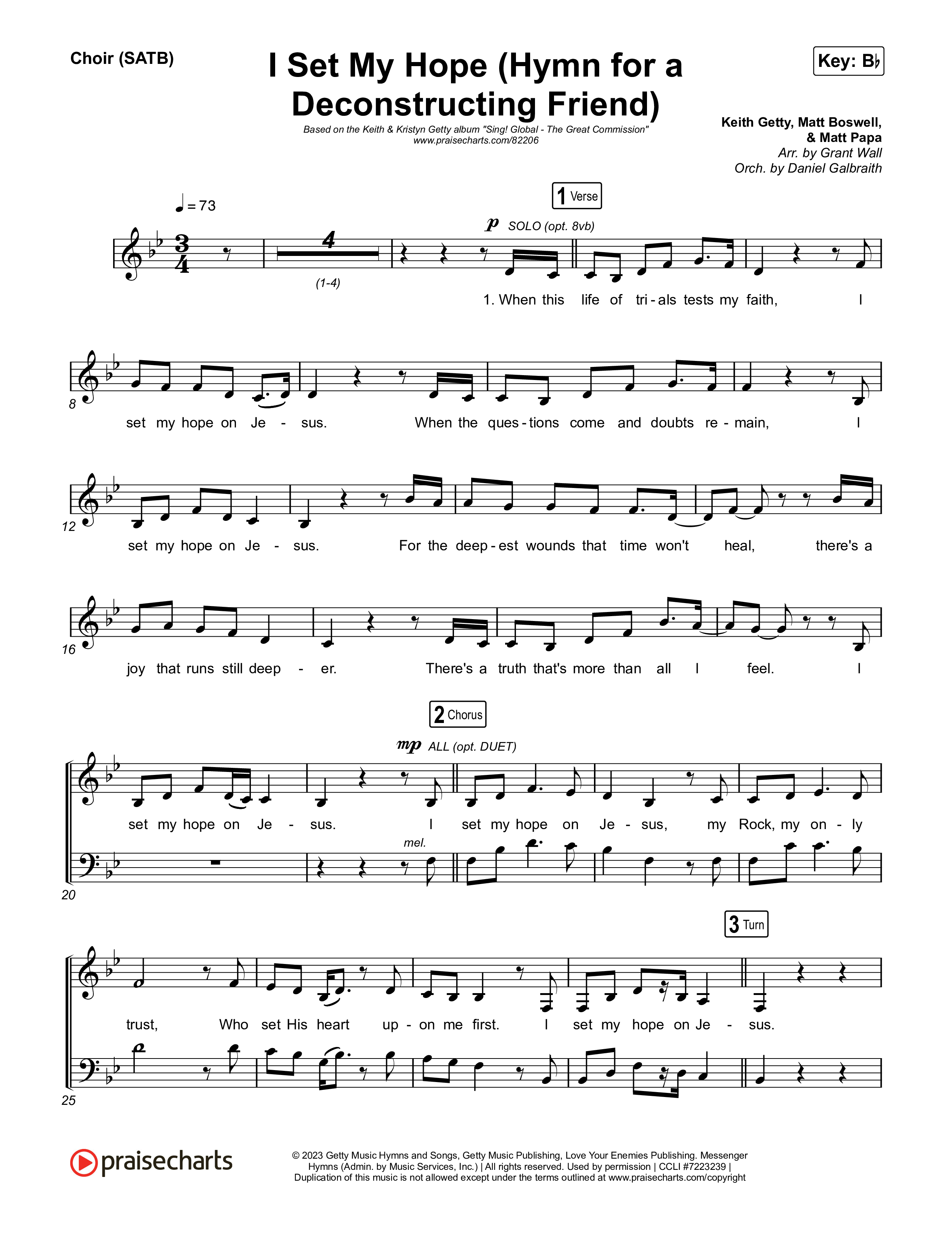 I Set My Hope (Hymn for a Deconstructing Friend) Choir Sheet (SATB) (Keith & Kristyn Getty)