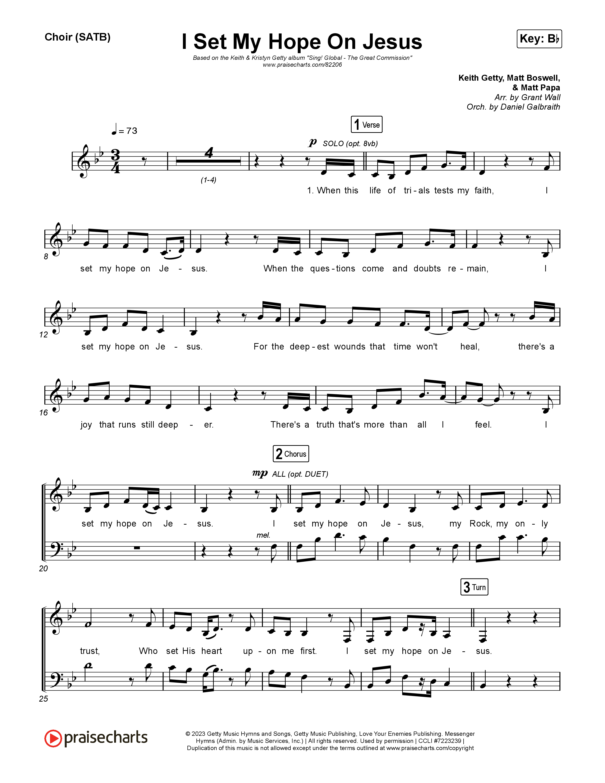 I Set My Hope (Hymn for a Deconstructing Friend) Choir Sheet (SATB) (Keith & Kristyn Getty)