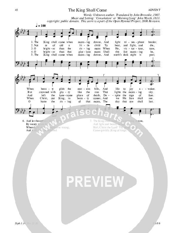 The King Shall Come Hymn Sheet (SATB) (Traditional Hymn)