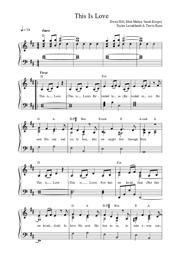 This Is Love Lead Sheet Melody (Anchor Hymns / Dwan Hill / Taylor Leonhardt)