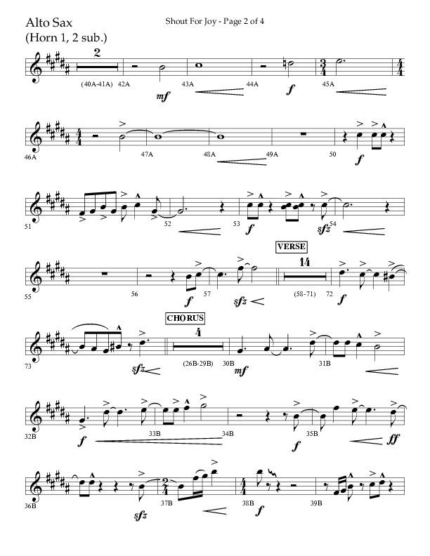 Shout For Joy (Choral Anthem SATB) Alto Sax (Lifeway Choral / Arr. John Bolin / Arr. Don Koch / Orch. Cliff Duren)