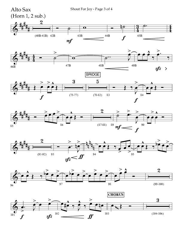Shout For Joy (Choral Anthem SATB) Alto Sax (Lifeway Choral / Arr. John Bolin / Arr. Don Koch / Orch. Cliff Duren)