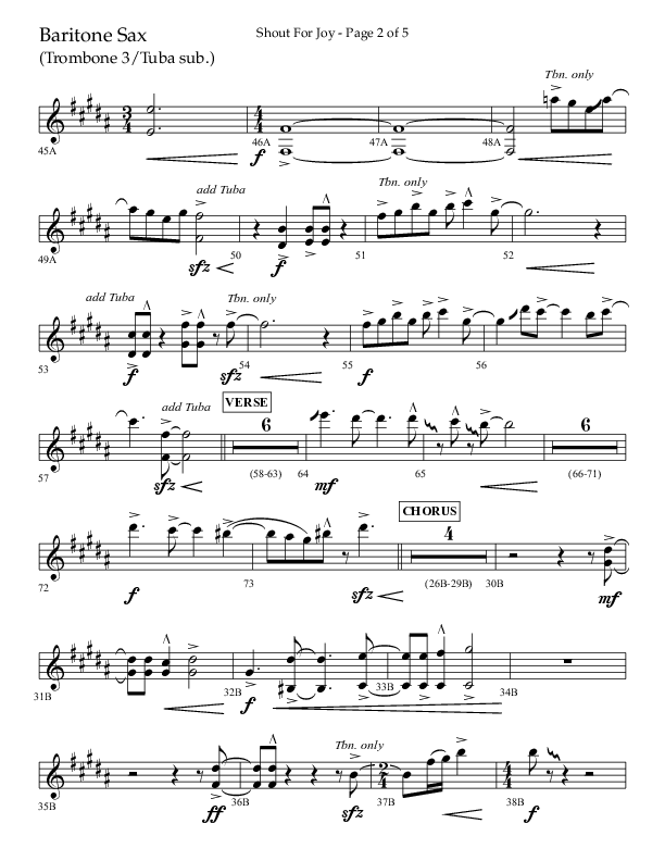 Shout For Joy (Choral Anthem SATB) Bari Sax (Lifeway Choral / Arr. John Bolin / Arr. Don Koch / Orch. Cliff Duren)