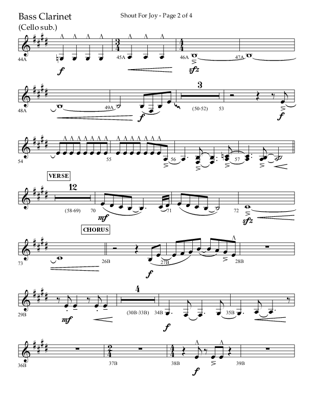 Shout For Joy (Choral Anthem SATB) Bass Clarinet (Lifeway Choral / Arr. John Bolin / Arr. Don Koch / Orch. Cliff Duren)