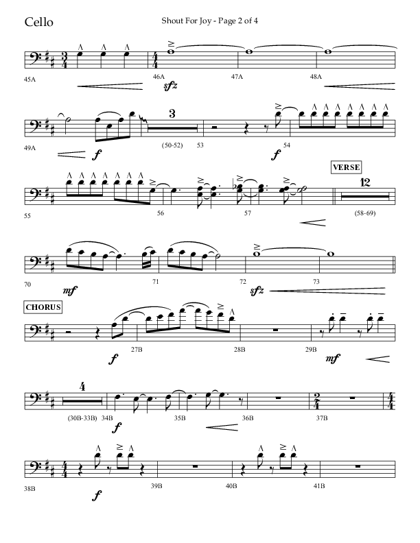 Shout For Joy (Choral Anthem SATB) Cello (Lifeway Choral / Arr. John Bolin / Arr. Don Koch / Orch. Cliff Duren)