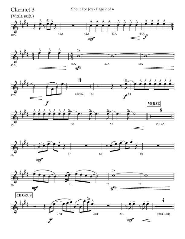 Shout For Joy (Choral Anthem SATB) Clarinet 3 (Lifeway Choral / Arr. John Bolin / Arr. Don Koch / Orch. Cliff Duren)