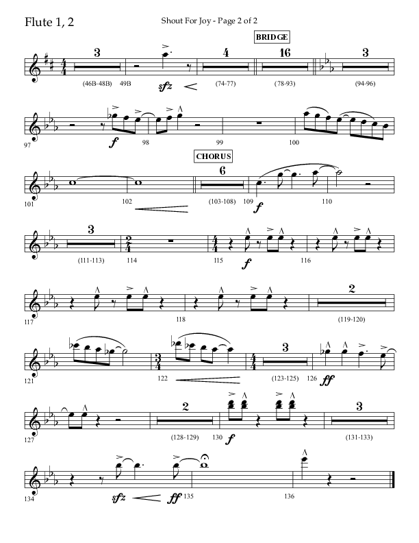 Shout For Joy (Choral Anthem SATB) Flute 1/2 (Lifeway Choral / Arr. John Bolin / Arr. Don Koch / Orch. Cliff Duren)