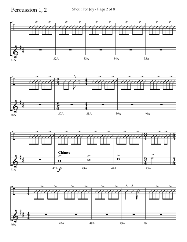 Shout For Joy (Choral Anthem SATB) Percussion 1/2 (Lifeway Choral / Arr. John Bolin / Arr. Don Koch / Orch. Cliff Duren)
