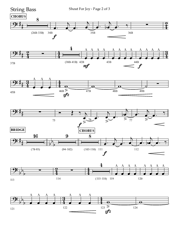 Shout For Joy (Choral Anthem SATB) String Bass (Lifeway Choral / Arr. John Bolin / Arr. Don Koch / Orch. Cliff Duren)