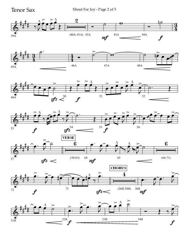 Shout For Joy (Choral Anthem SATB) Tenor Sax 1 (Lifeway Choral / Arr. John Bolin / Arr. Don Koch / Orch. Cliff Duren)