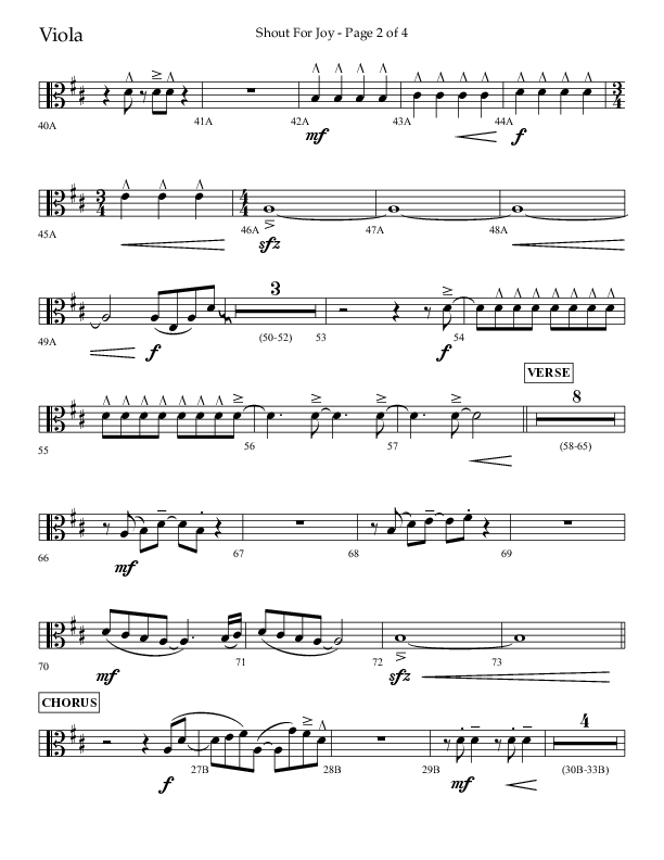 Shout For Joy (Choral Anthem SATB) Viola (Lifeway Choral / Arr. John Bolin / Arr. Don Koch / Orch. Cliff Duren)