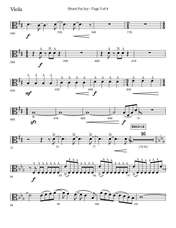 Shout For Joy (Choral Anthem SATB) Viola (Lifeway Choral / Arr. John Bolin / Arr. Don Koch / Orch. Cliff Duren)