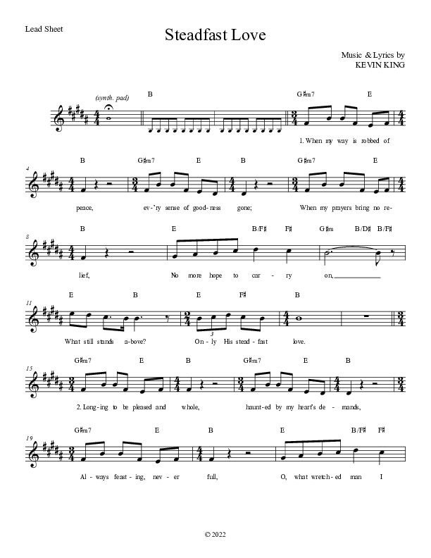 Steadfast Love Lead Sheet Melody (Grace Worship)