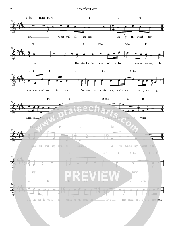 Steadfast Love Lead Sheet Melody (Grace Worship)