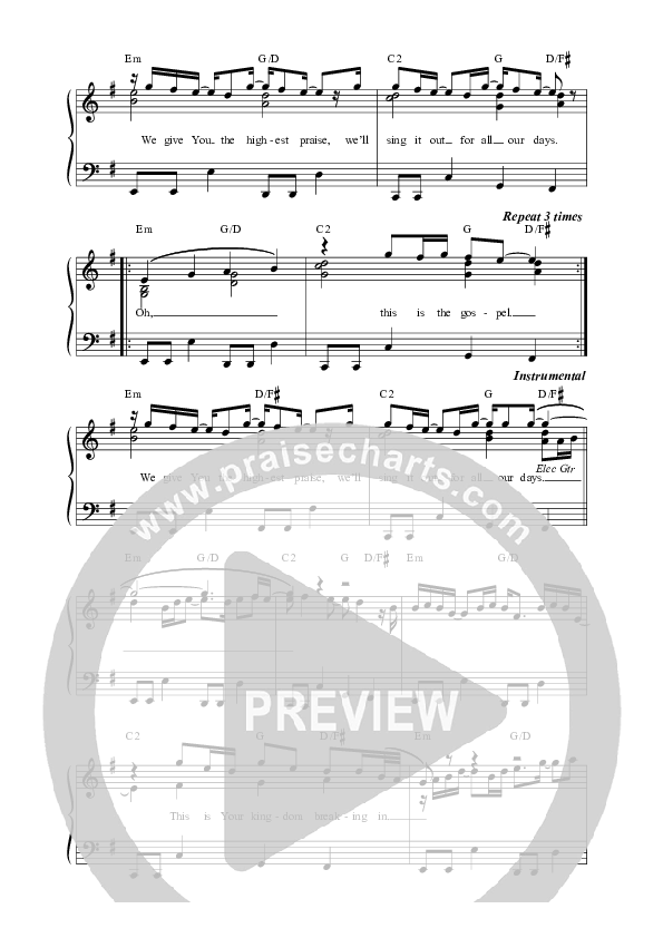 The Gospel (Live) Lead Sheet Melody (Vineyard Worship)