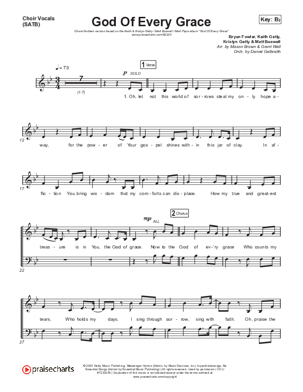 God Of Every Grace (Choral Anthem SATB) Choir Sheet (SATB) (Keith & Kristyn Getty / Matt Boswell / Matt Papa / Arr. Mason Brown)