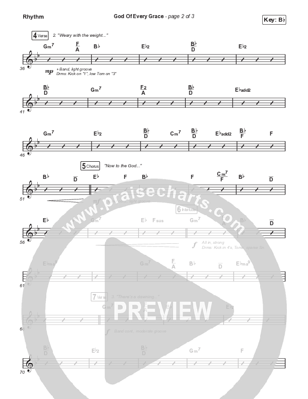 God Of Every Grace (Choral Anthem SATB) Rhythm Chart (Keith & Kristyn Getty / Matt Boswell / Matt Papa / Arr. Mason Brown)