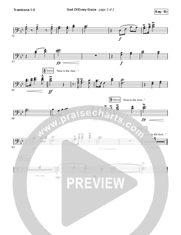 God Of Every Grace (Choral Anthem SATB) Trombone 1,2 (Keith & Kristyn Getty / Matt Boswell / Matt Papa / Arr. Mason Brown)
