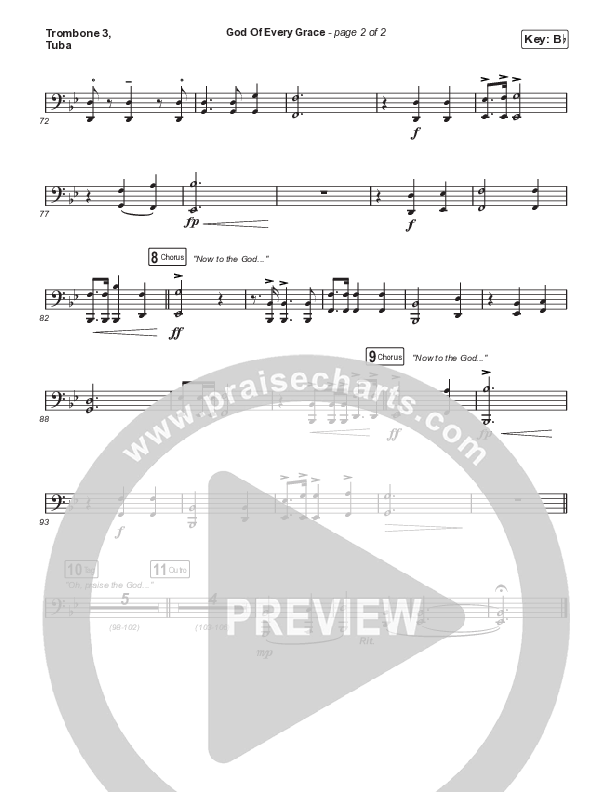God Of Every Grace (Choral Anthem SATB) Trombone 3/Tuba (Keith & Kristyn Getty / Matt Boswell / Matt Papa / Arr. Mason Brown)