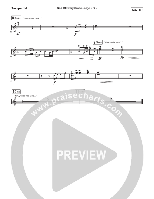 God Of Every Grace (Choral Anthem SATB) Trumpet 1,2 (Keith & Kristyn Getty / Matt Boswell / Matt Papa / Arr. Mason Brown)