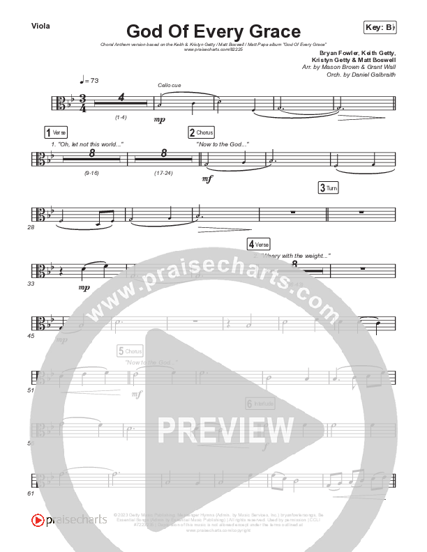 God Of Every Grace (Choral Anthem SATB) Viola (Keith & Kristyn Getty / Matt Boswell / Matt Papa / Arr. Mason Brown)