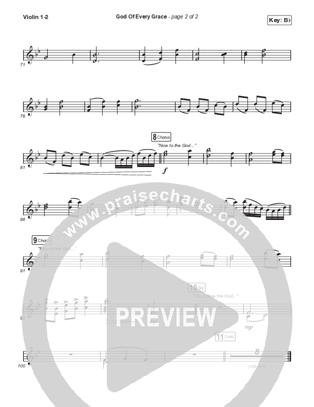 God Of Every Grace (Choral Anthem SATB) Violin 1,2 (Keith & Kristyn Getty / Matt Boswell / Matt Papa / Arr. Mason Brown)