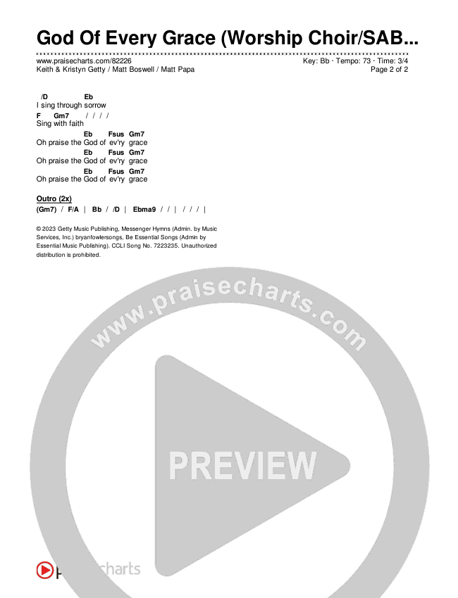 God Of Every Grace (Worship Choir/SAB) Chords & Lyrics (Keith & Kristyn Getty / Matt Boswell / Matt Papa / Arr. Mason Brown)