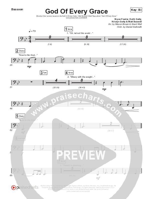 God Of Every Grace (Worship Choir/SAB) Bassoon (Keith & Kristyn Getty / Matt Boswell / Matt Papa / Arr. Mason Brown)