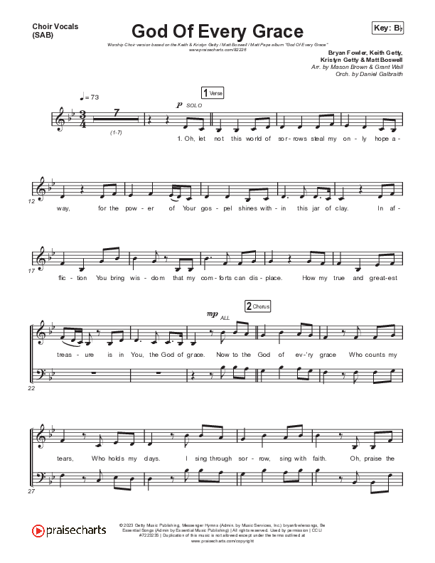 God Of Every Grace (Worship Choir/SAB) Choir Sheet (SAB) (Keith & Kristyn Getty / Matt Boswell / Matt Papa / Arr. Mason Brown)