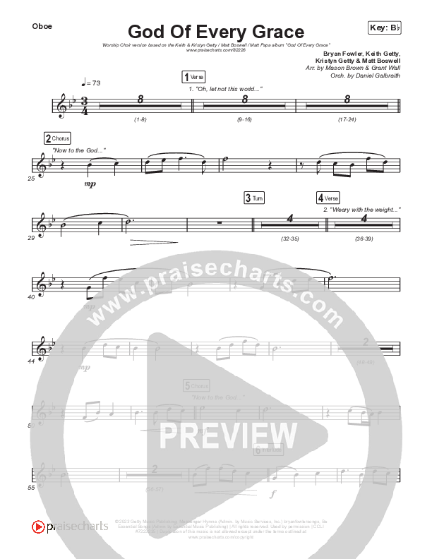 God Of Every Grace (Worship Choir/SAB) Oboe (Keith & Kristyn Getty / Matt Boswell / Matt Papa / Arr. Mason Brown)