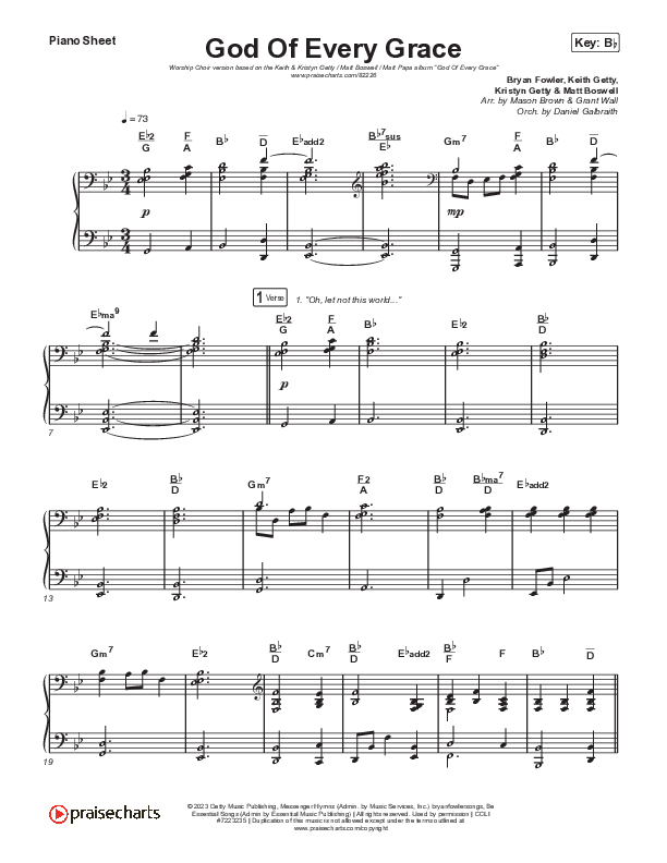 God Of Every Grace (Worship Choir/SAB) Piano Sheet (Keith & Kristyn Getty / Matt Boswell / Matt Papa / Arr. Mason Brown)