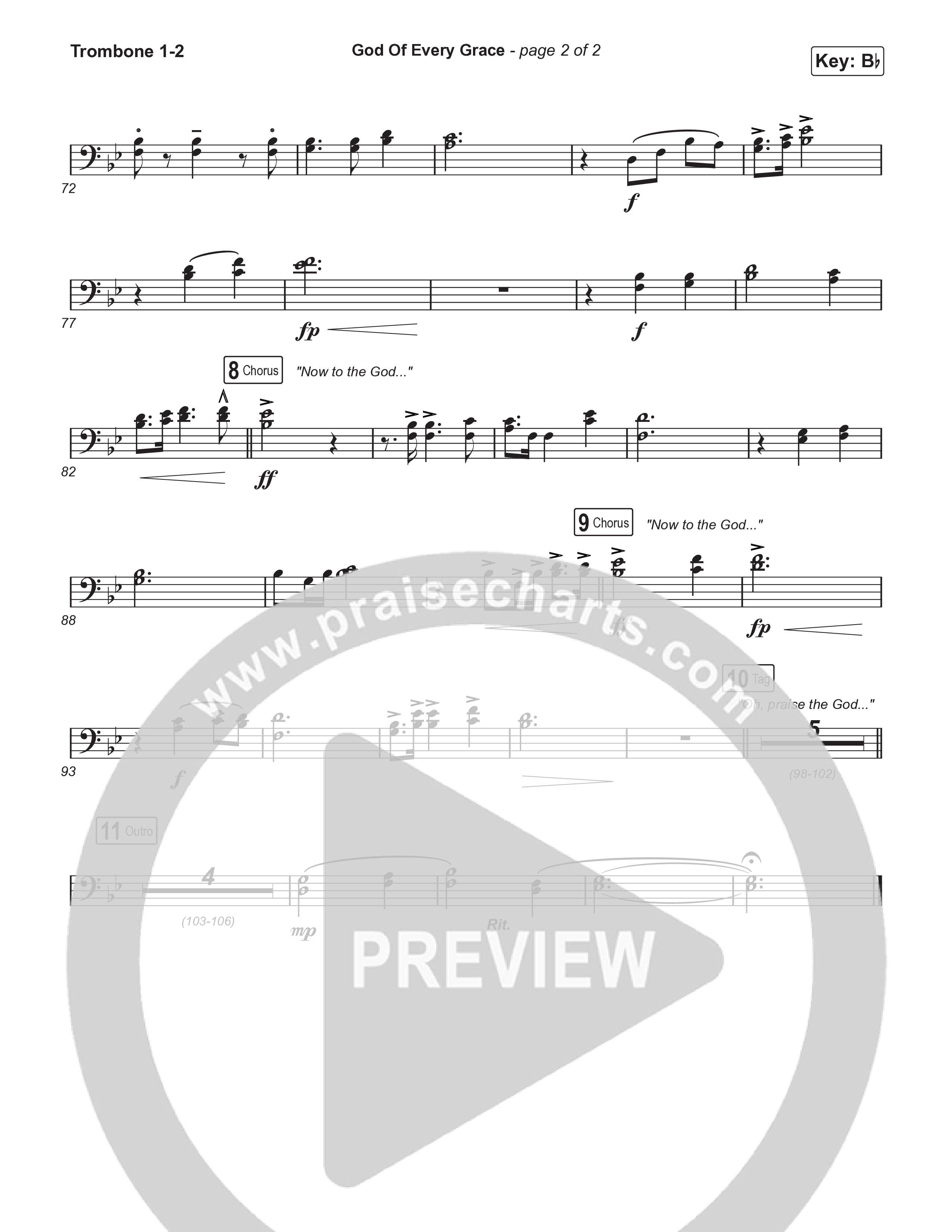 God Of Every Grace (Unison/2-Part) Trombone 1/2 (Keith & Kristyn Getty / Matt Boswell / Matt Papa / Arr. Mason Brown)