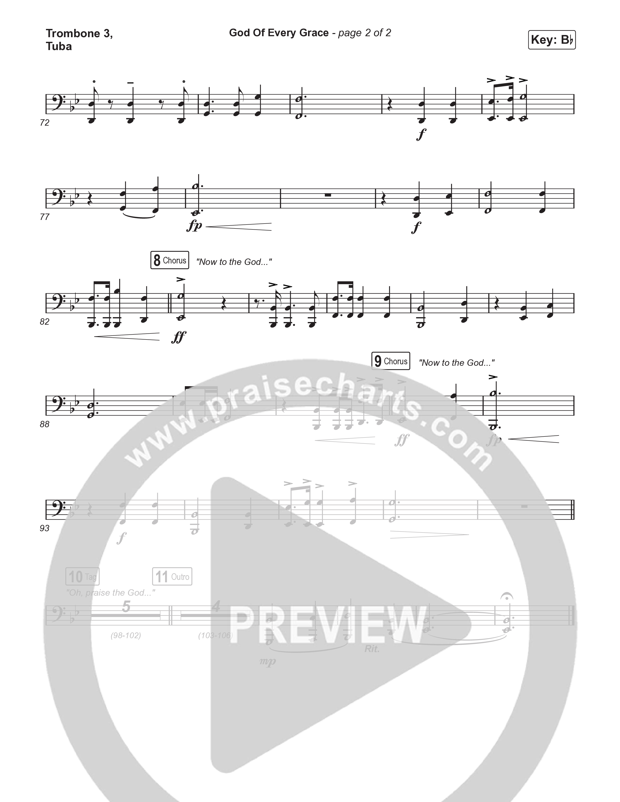 God Of Every Grace (Unison/2-Part) Trombone 3/Tuba (Keith & Kristyn Getty / Matt Boswell / Matt Papa / Arr. Mason Brown)
