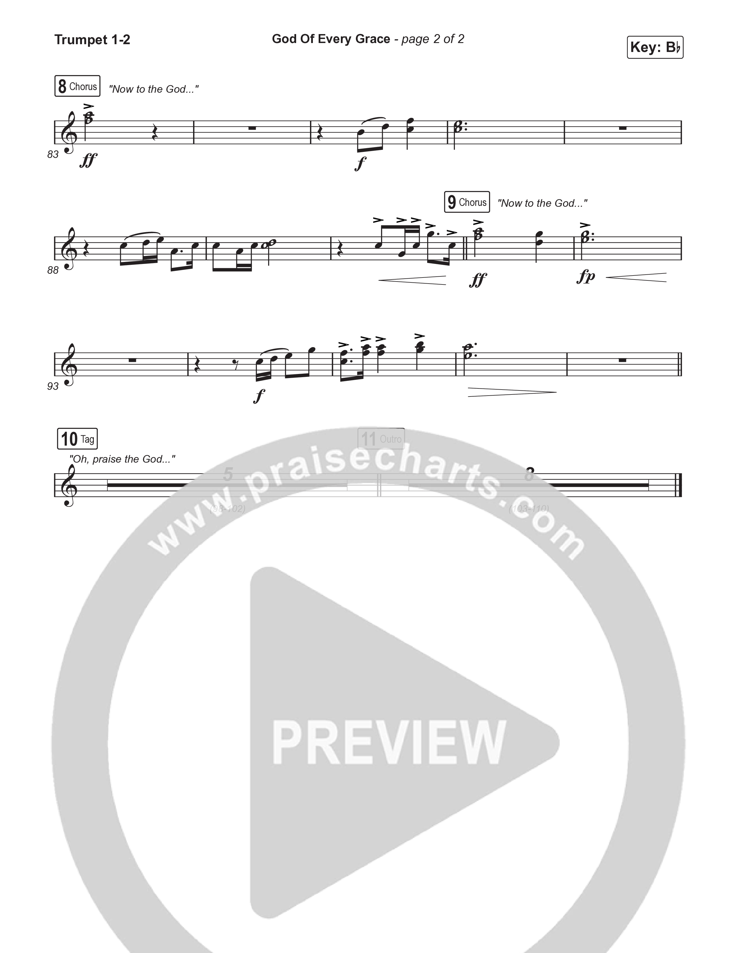 God Of Every Grace (Unison/2-Part) Trumpet 1,2 (Keith & Kristyn Getty / Matt Boswell / Matt Papa / Arr. Mason Brown)