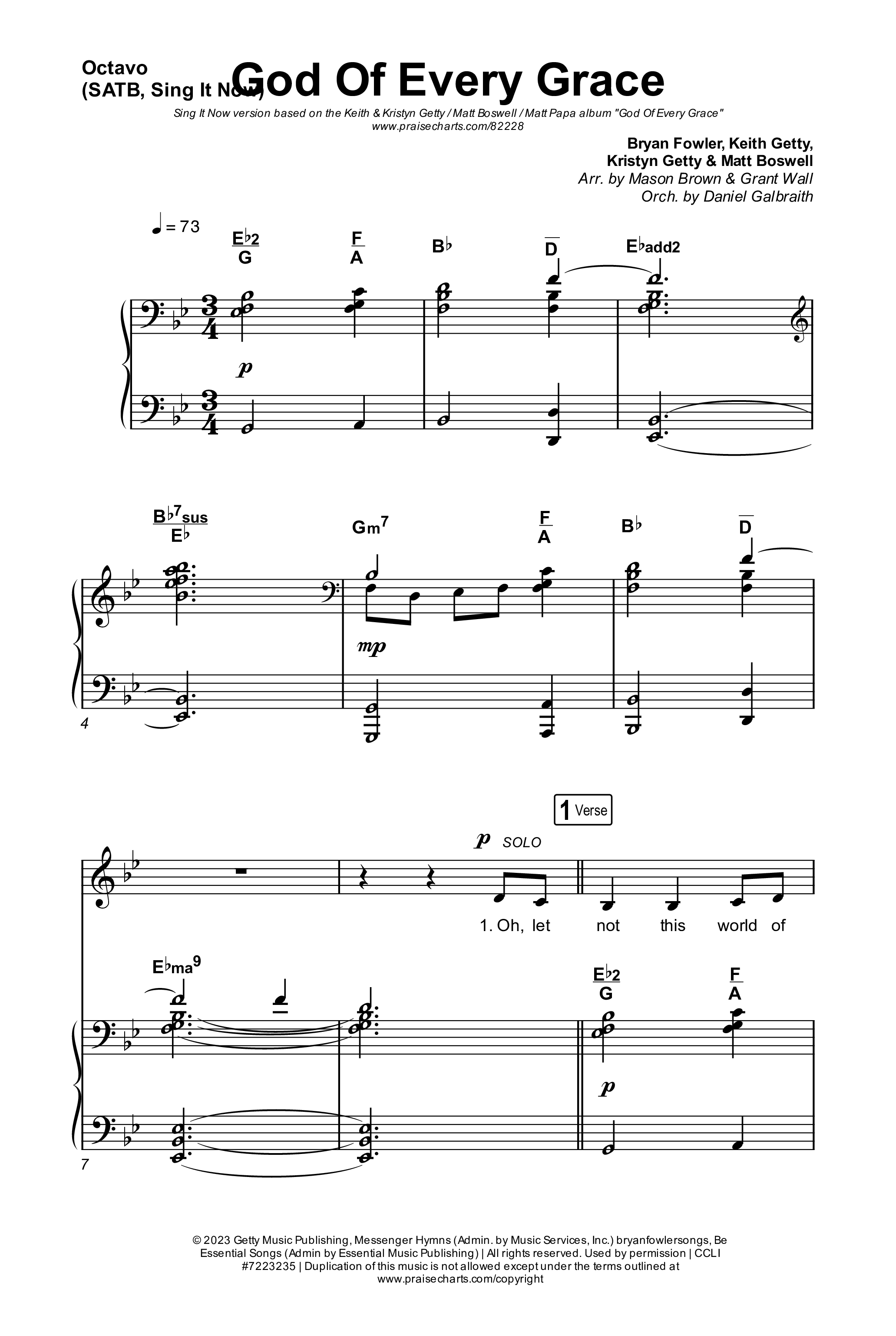 God Of Every Grace (Sing It Now) Octavo (SATB & Pno) (Keith & Kristyn Getty / Matt Boswell / Matt Papa / Arr. Mason Brown)