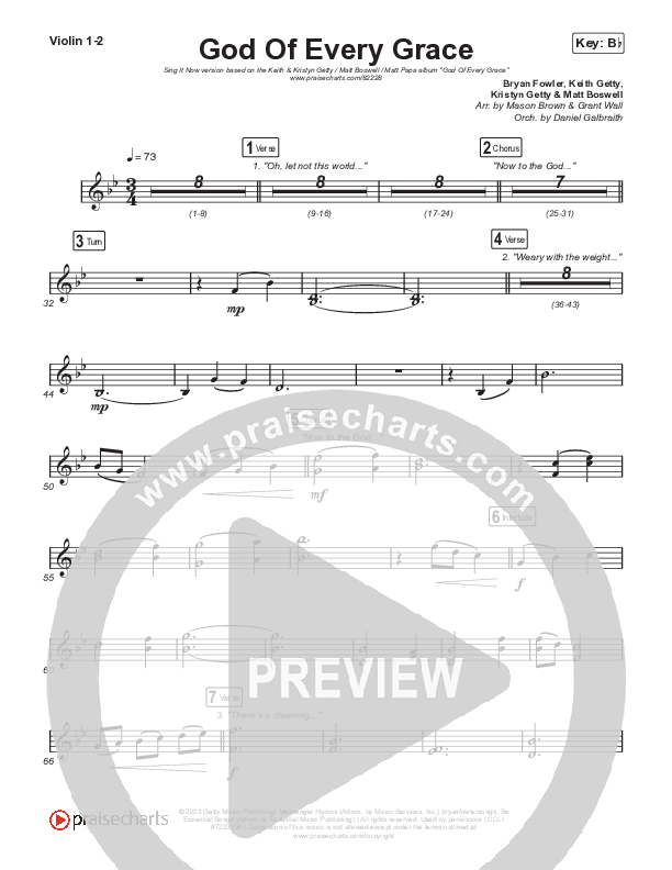 God Of Every Grace (Sing It Now) String Pack (Keith & Kristyn Getty / Matt Boswell / Matt Papa / Arr. Mason Brown)