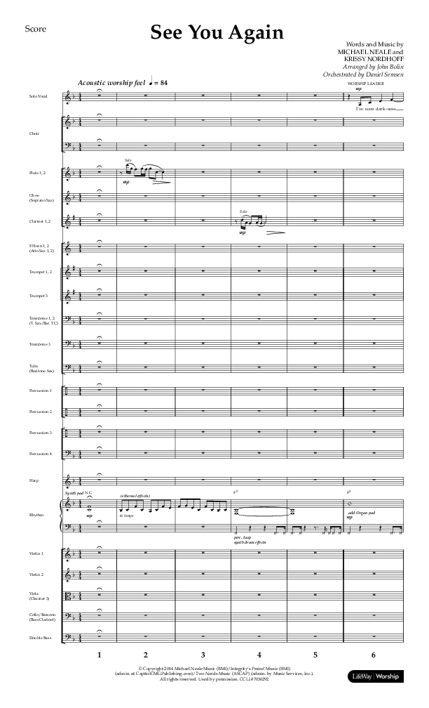 See You Again (Choral Anthem SATB) Orchestration (Lifeway Choral / Arr. John Bolin / Orch. Daniel Semsen)