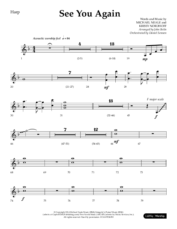 See You Again (Choral Anthem SATB) Harp (Lifeway Choral / Arr. John Bolin / Orch. Daniel Semsen)