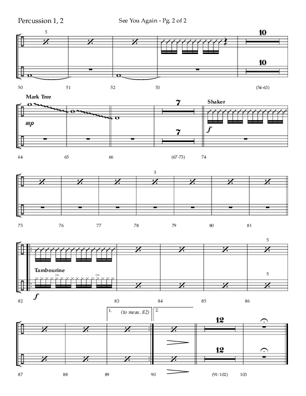 See You Again (Choral Anthem SATB) Percussion 1/2 (Lifeway Choral / Arr. John Bolin / Orch. Daniel Semsen)