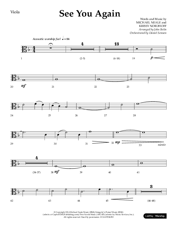 See You Again (Choral Anthem SATB) Viola (Lifeway Choral / Arr. John Bolin / Orch. Daniel Semsen)