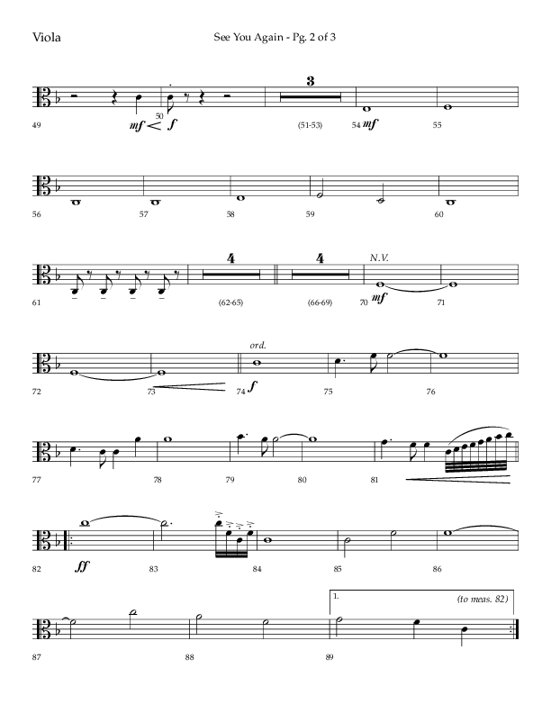 See You Again (Choral Anthem SATB) Viola (Lifeway Choral / Arr. John Bolin / Orch. Daniel Semsen)