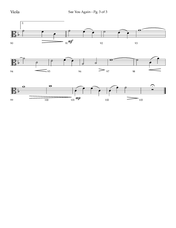 See You Again (Choral Anthem SATB) Viola (Lifeway Choral / Arr. John Bolin / Orch. Daniel Semsen)