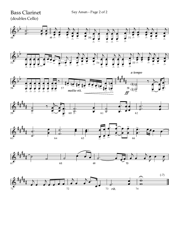 Say Amen (Choral Anthem SATB) Bass Clarinet (Lifeway Choral / Arr. Danny Zaloudik)