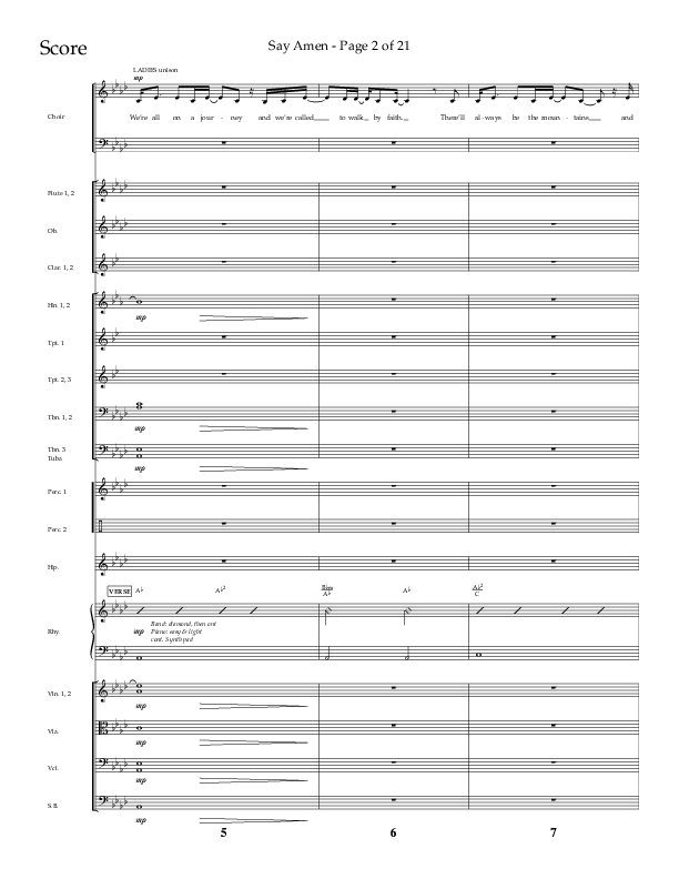 Say Amen (Choral Anthem SATB) Orchestration (Lifeway Choral / Arr. Danny Zaloudik)