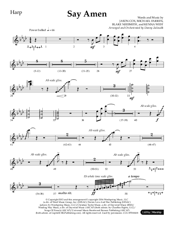 Say Amen (Choral Anthem SATB) Harp (Lifeway Choral / Arr. Danny Zaloudik)