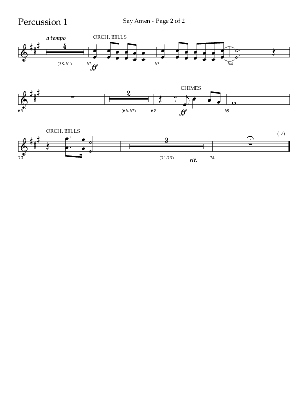 Say Amen (Choral Anthem SATB) Percussion 1/2 (Lifeway Choral / Arr. Danny Zaloudik)