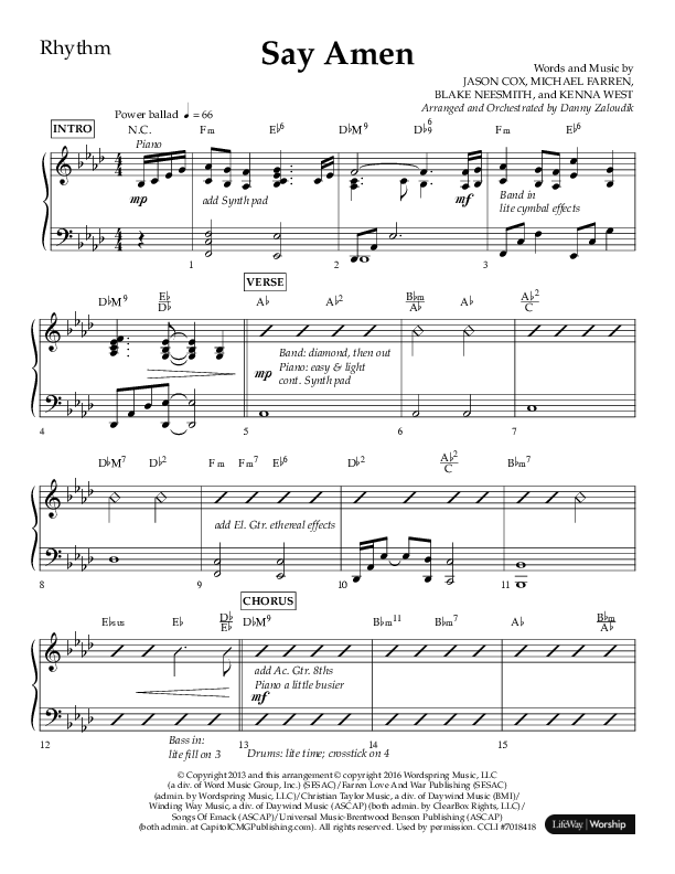 Say Amen (Choral Anthem SATB) Lead Melody & Rhythm (Lifeway Choral / Arr. Danny Zaloudik)