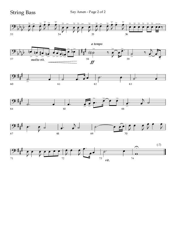 Say Amen (Choral Anthem SATB) String Bass (Lifeway Choral / Arr. Danny Zaloudik)